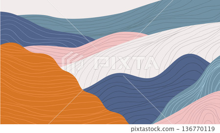 Simple landscape, colorful mountains Simple landscape, colorful mountains 136770119