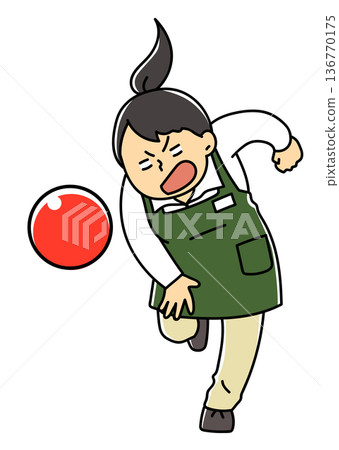 店員丟出一個預防犯罪的彩色球_顏色 店員丟出一個預防犯罪的彩色球_顏色 136770175