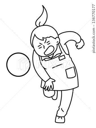 職員投擲防犯罪彩球_線描圖 職員投擲防犯罪彩球_線描圖 136770177