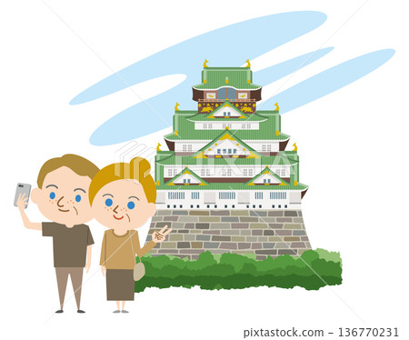 Foreigners taking selfies with the castle in the background 136770231