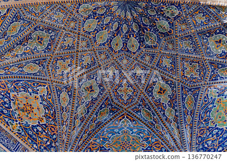 Ceiling of the Islamic madrasah in the Registan Square in Samarkad Ceiling of the Islamic madrasah in the Registan Square in Samarkad 136770247