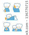 Cute polar bear illustration set looking at smartphone with blush 136770715