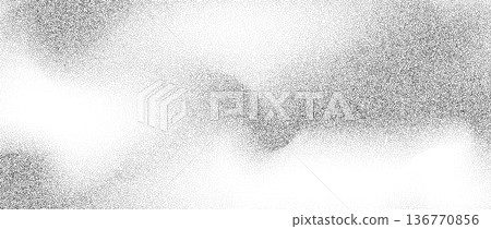 Black grainy wavy sand texture. Subtle dotted gradient wave background. Grit backdrop with specks, particles, granules. Grunge grain noise speckle wallpaper for banner, poster, brochure. Vector 136770856