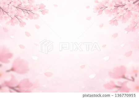 Frame of cherry blossoms in full bloom on a white background Frame of cherry blossoms in full bloom on a white background 136770955