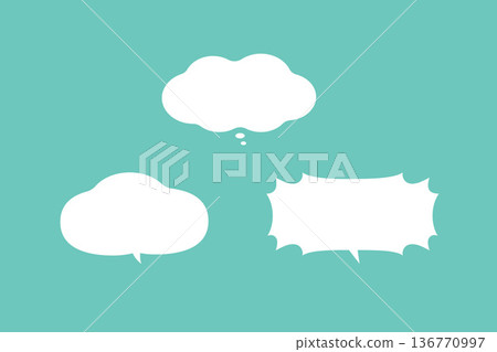 A set of simple speech bubbles of cloud type, circle, and explosion A set of simple speech bubbles of cloud type, circle, and explosion 136770997
