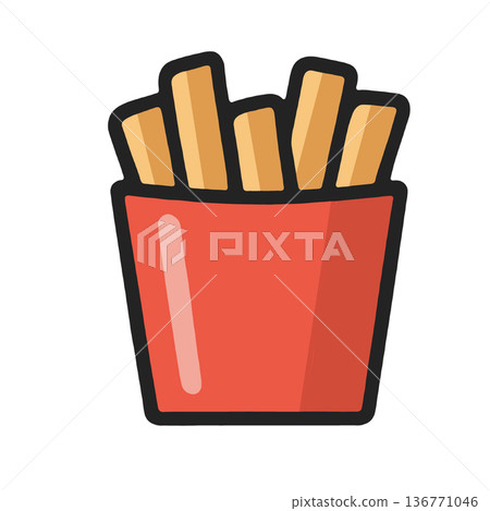 French fries fast food snack potato crispy salty icon red container French fries fast food snack potato crispy salty icon red container 136771046