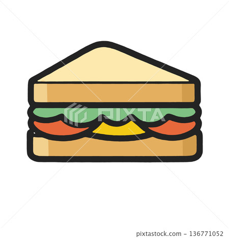 Sandwich bread lettuce tomato cheese lunch icon food snack simple design Sandwich bread lettuce tomato cheese lunch icon food snack simple design 136771052