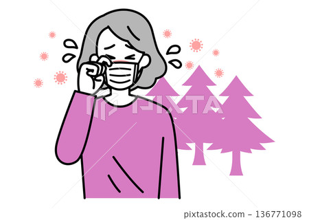 一位患有花粉症的老婦人 136771098