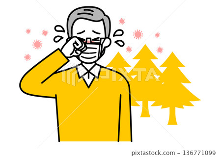 An elderly man suffering from hay fever An elderly man suffering from hay fever 136771099