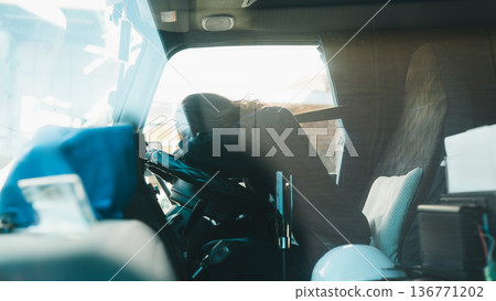 Female truck driver taking a nap 136771202