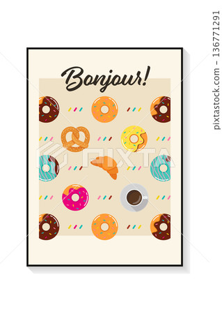 bakery vector illustration in a poster frame. bakery vector illustration in a poster frame. 136771291