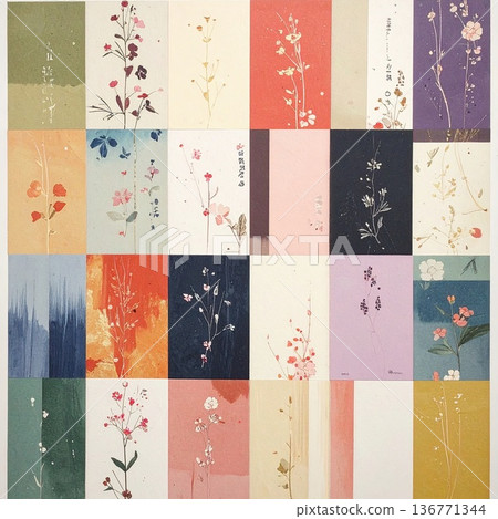 AI Image: Background material featuring various types of washi paper 136771344