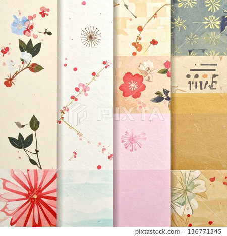 AI Image: Background material featuring various types of washi paper 136771345
