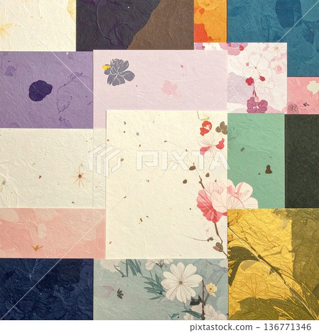 AI Image: Background material featuring various types of washi paper 136771346