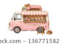 A retro and stylish pink crepe food truck A retro and stylish pink crepe food truck 136771582