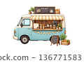A retro and stylish blue hamburger car cafe 136771583