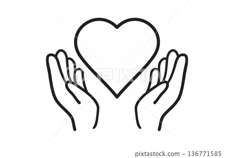 Illustration of two hands supporting a big heart (white painted) Illustration of two hands supporting a big heart (white painted) 136771585