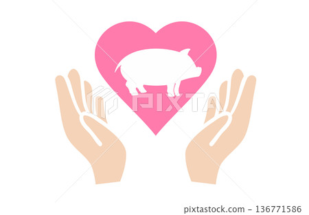 兩隻手捧著豬心的插圖 136771586