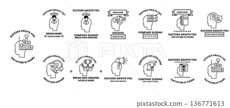 The image is a series of headshots with the words "Success is a journey" written 136771613