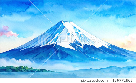 富士山風景畫（水彩插畫） 136771965