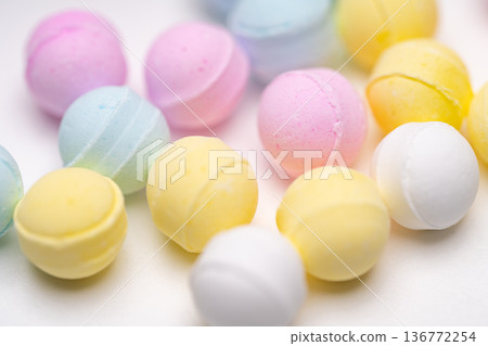 Colorful Ramune candy on white background Colorful Ramune candy on white background 136772254