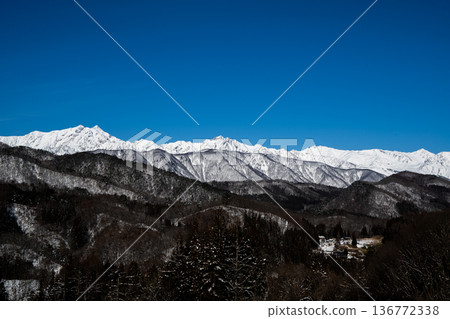 The beautiful ridgelines of the Northern Alps in winter, Nagano Prefecture 136772338