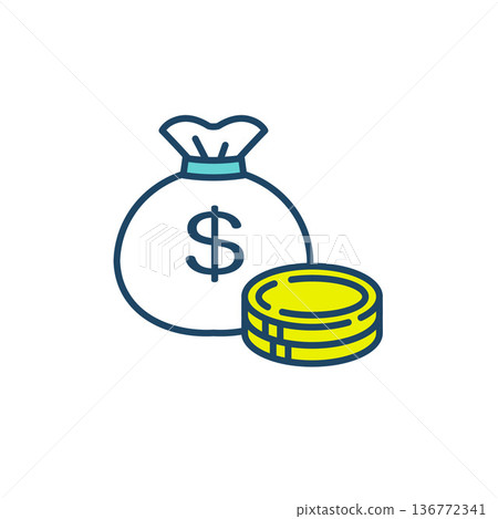 Simple and cute money investment color material 136772341