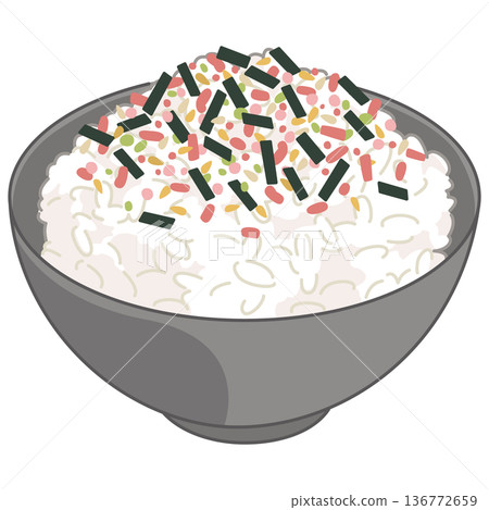 鮭魚和海藻飯的插圖 136772659