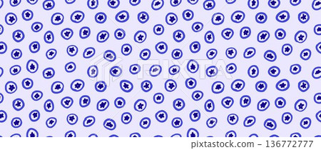 Seamless hand drawn blueberry pattern. Repeating doodled blueberries background. Cute sketched berries wallpaper design for fabric and textile print, wrapping paper. Vector repeated bilberry pattern  136772777