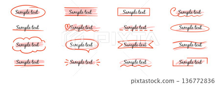 Frame box text hand drawn title set. Box text ribbon banner highlight underline handwriting doodle pen background. Simple cute vintage border ornament tag, marker sketch headline. Vector Frame box text hand drawn title set. Box text ribbon banner highlight underline handwriting doodle pen background. Simple cute vintage border ornament tag, marker sketch headline. Vector 136772836