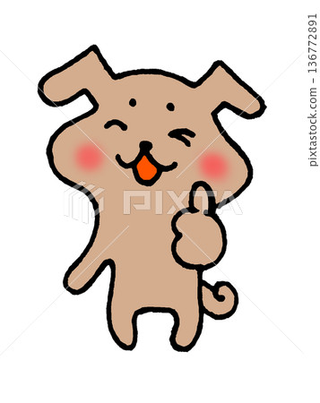 一幅可愛的狗狗豎起大拇指的插圖 136772891