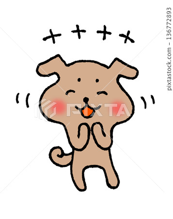 一隻可愛笑狗的插圖 136772893