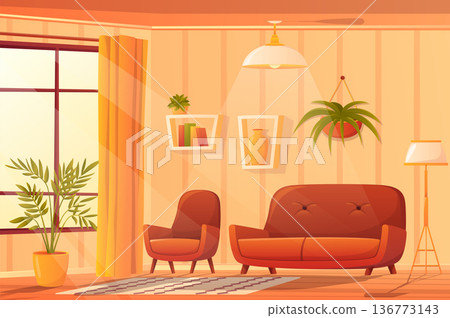 Living room interior illustration 136773143
