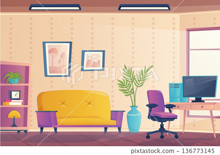Living room interior illustration Living room interior illustration 136773145