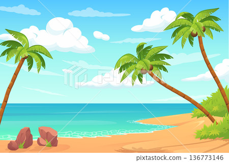 Summer tropical island illustration 136773146