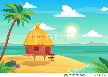 Summer tropical island illustration 136773147