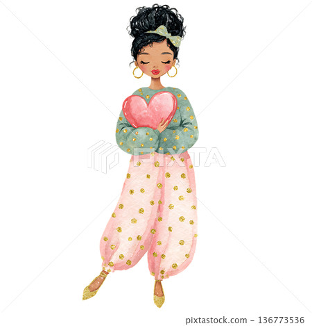 beautiful young woman in traditional dress 136773536