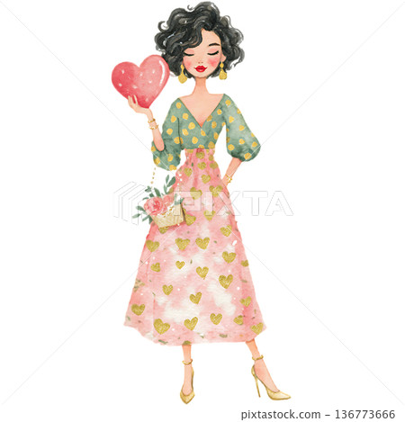 beautiful young woman in a dress 136773666