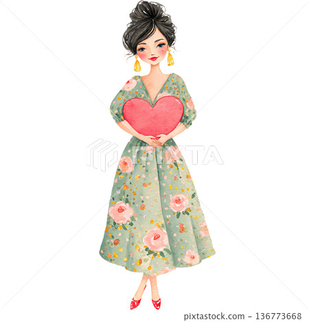 beautiful young woman in a dress 136773668