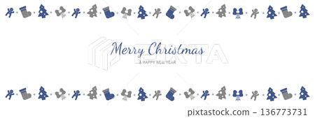 Merry Christmas and New Year 2022 poster. Xmas minimal banner with holiday symbols borders and text on white background. Horizontal header of website. Vector illustration for greeting card design Merry Christmas and New Year 2022 poster. Xmas minimal banner with holiday symbols borders and text on white background. Horizontal header of website. Vector illustration for greeting card design 136773731