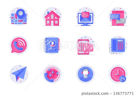 Contact us support concept web flat color icons with shadow set. Pack pictograms of email, chat, call, assistance, support and other. Vector illustration of symbols for website mobile app design Contact us support concept web flat color icons with shadow set. Pack pictograms of email, chat, call, assistance, support and other. Vector illustration of symbols for website mobile app design 136773771