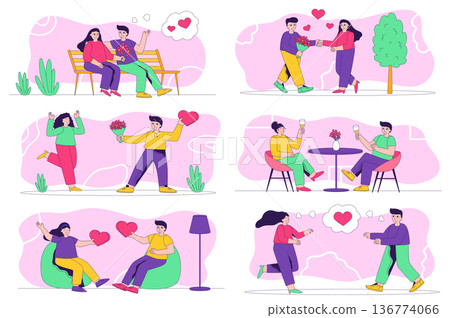 Valentines day concept isolated person situations. 136774066