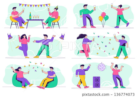 Party concept isolated person situations. 136774073