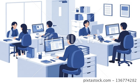 A business office that expresses organizational strength and collaboration 136774282