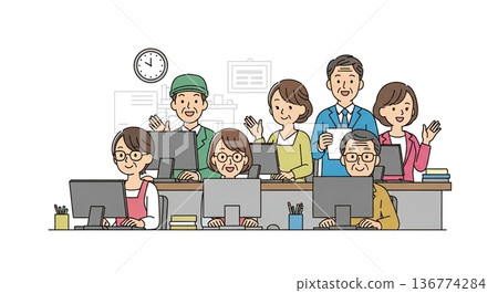 辦公室工作人員面帶微笑地迎接您。 136774284