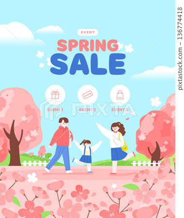 Spring Emotion Shopping Illustration Template Spring Emotion Shopping Illustration Template 136774418