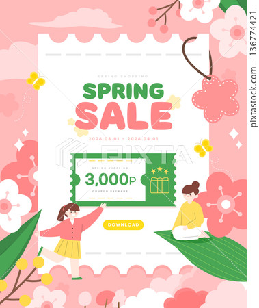 Spring Emotion Shopping Illustration Template Spring Emotion Shopping Illustration Template 136774421
