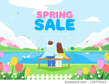 Spring Emotion Shopping Illustration Template Spring Emotion Shopping Illustration Template 136774422
