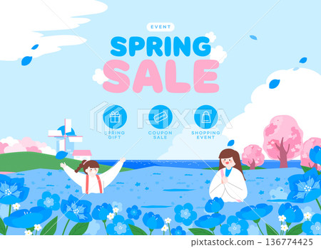 Spring Emotion Shopping Illustration Template Spring Emotion Shopping Illustration Template 136774425
