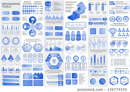Bundle infographic elements data visualization vector design template. Can be used for steps, business processes, workflow, diagram, flowchart concept, timeline, marketing icons, info graphics. 136774550